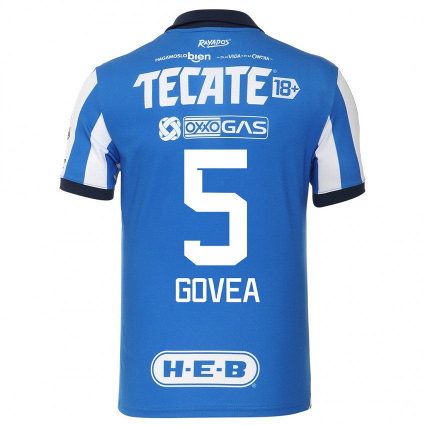 Niño Camiseta Omar Govea #5 Azul Blanco 1ª Equipación 2023/24 La Camisa México