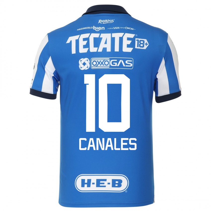 Niño Camiseta Sergio Canales #10 Azul Blanco 1ª Equipación 2023/24 La Camisa México