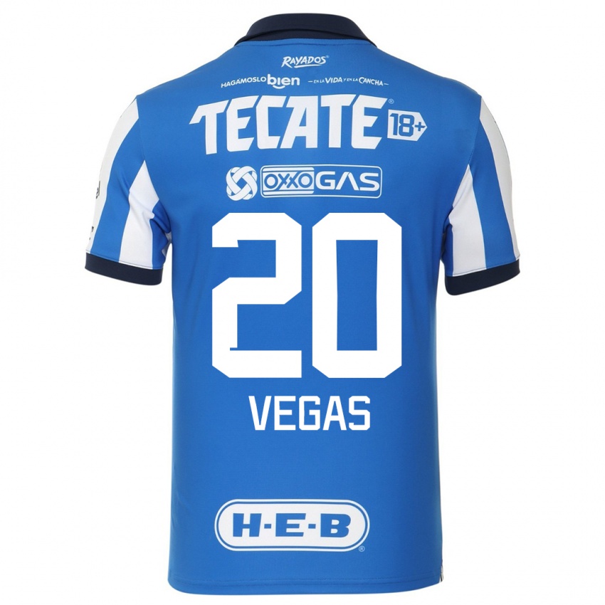 Niño Camiseta Sebastián Vegas #20 Azul Blanco 1ª Equipación 2023/24 La Camisa México