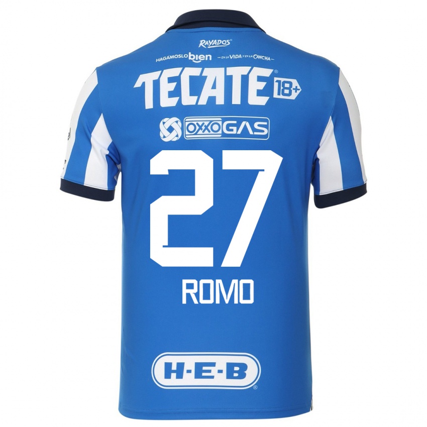 Niño Camiseta Luis Romo #27 Azul Blanco 1ª Equipación 2023/24 La Camisa México