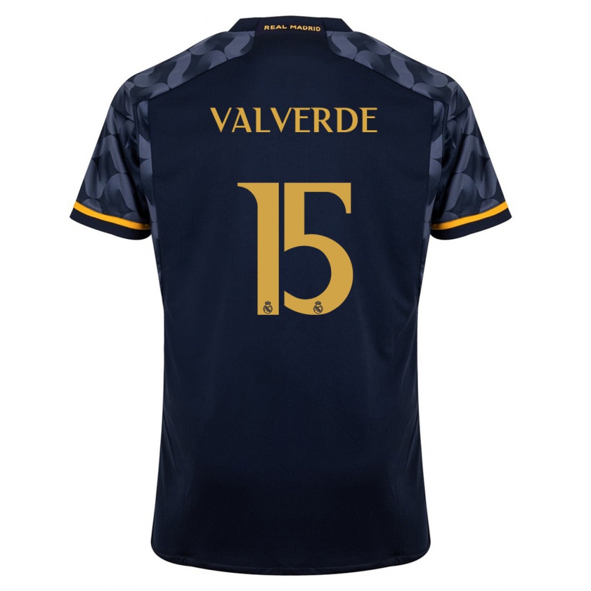 Niño Camiseta Federico Valverde #15 Azul Oscuro 2ª Equipación 2023/24 La Camisa México