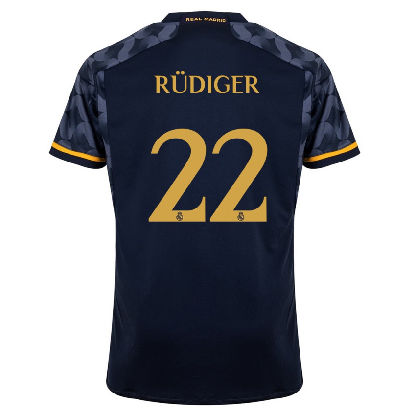 Niño Camiseta Antonio Rudiger #22 Azul Oscuro 2ª Equipación 2023/24 La Camisa México