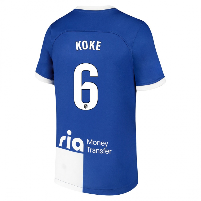 Niño Camiseta Koke #6 Azul Blanco 2ª Equipación 2023/24 La Camisa México