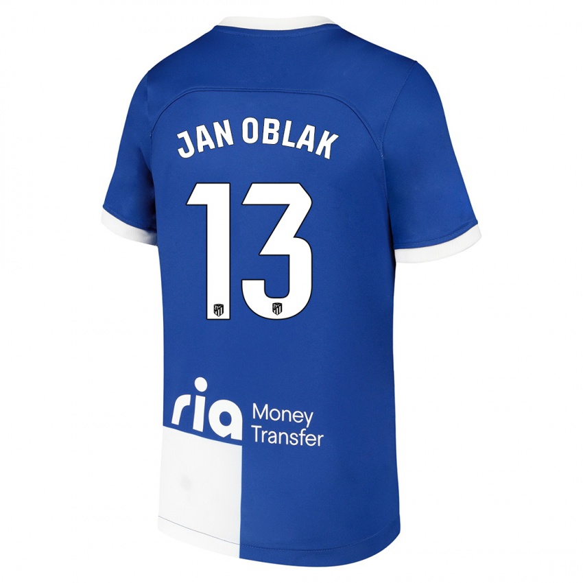 Niño Camiseta Jan Oblak #13 Azul Blanco 2ª Equipación 2023/24 La Camisa México
