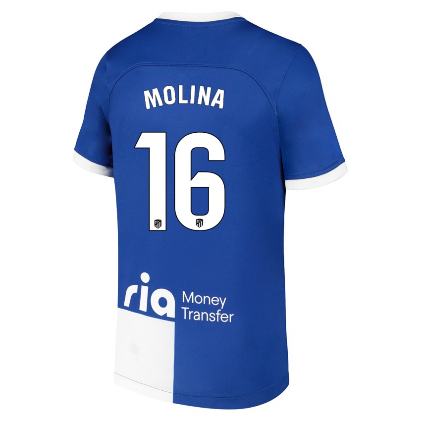 Niño Camiseta Nahuel Molina #16 Azul Blanco 2ª Equipación 2023/24 La Camisa México