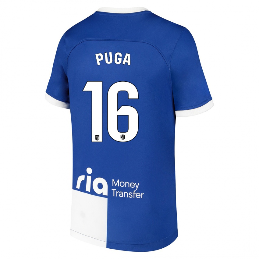 Niño Camiseta Carlos Puga #16 Azul Blanco 2ª Equipación 2023/24 La Camisa México