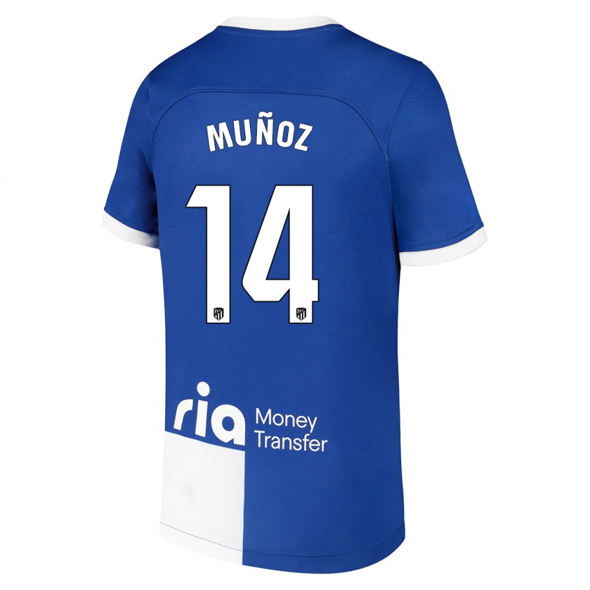 Niño Camiseta David Muñoz #14 Azul Blanco 2ª Equipación 2023/24 La Camisa México