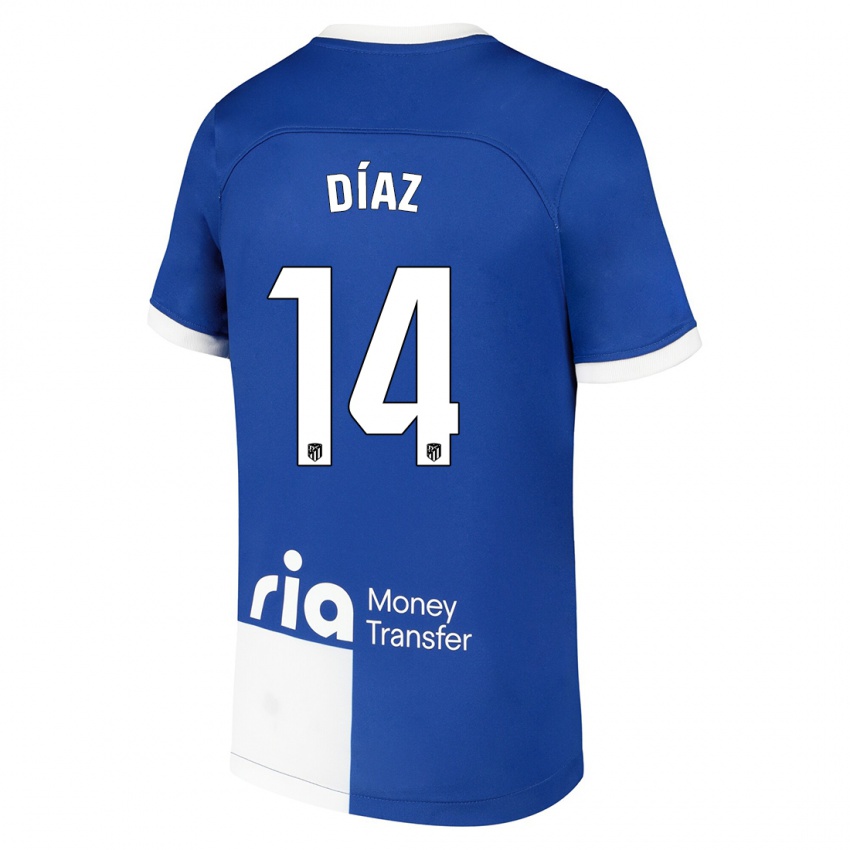 Niño Camiseta Javier Díaz #14 Azul Blanco 2ª Equipación 2023/24 La Camisa México
