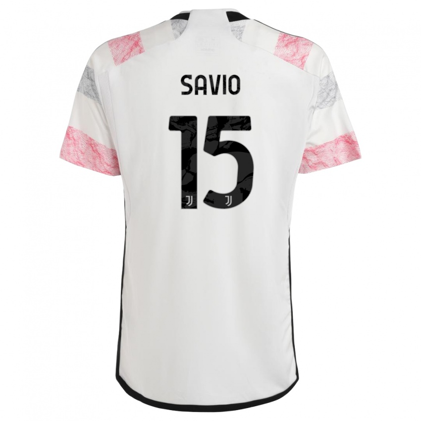 Niño Camiseta Federico Savio #15 Blanco Rosa 2ª Equipación 2023/24 La Camisa México