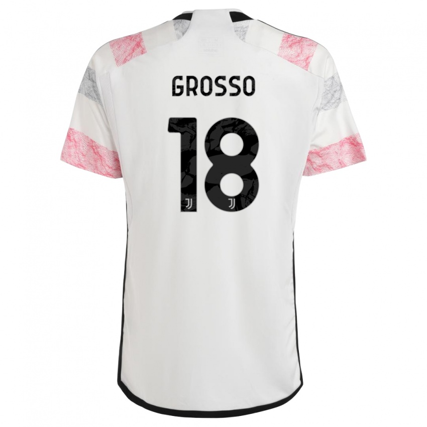 Niño Camiseta Filippo Grosso #18 Blanco Rosa 2ª Equipación 2023/24 La Camisa México