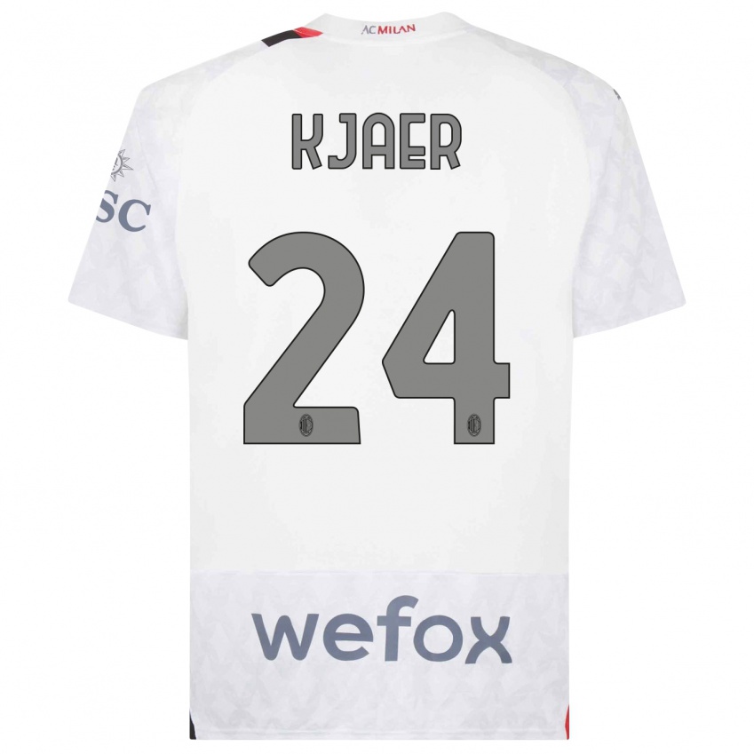 Niño Camiseta Simon Kjaer #24 Blanco 2ª Equipación 2023/24 La Camisa México