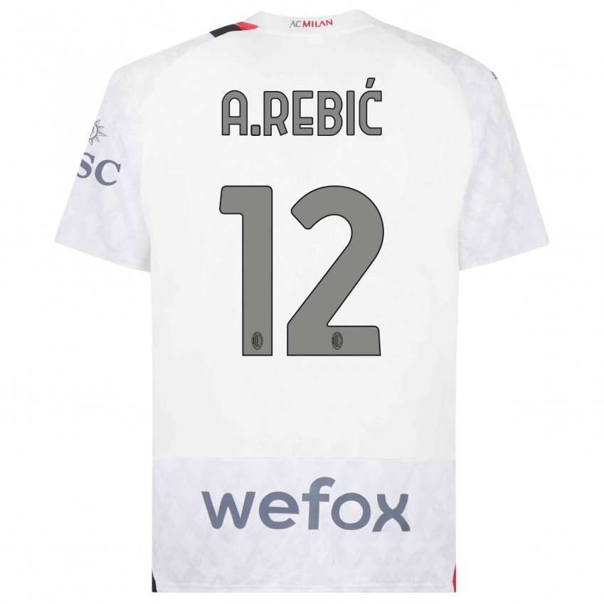 Niño Camiseta Ante Rebic #12 Blanco 2ª Equipación 2023/24 La Camisa México