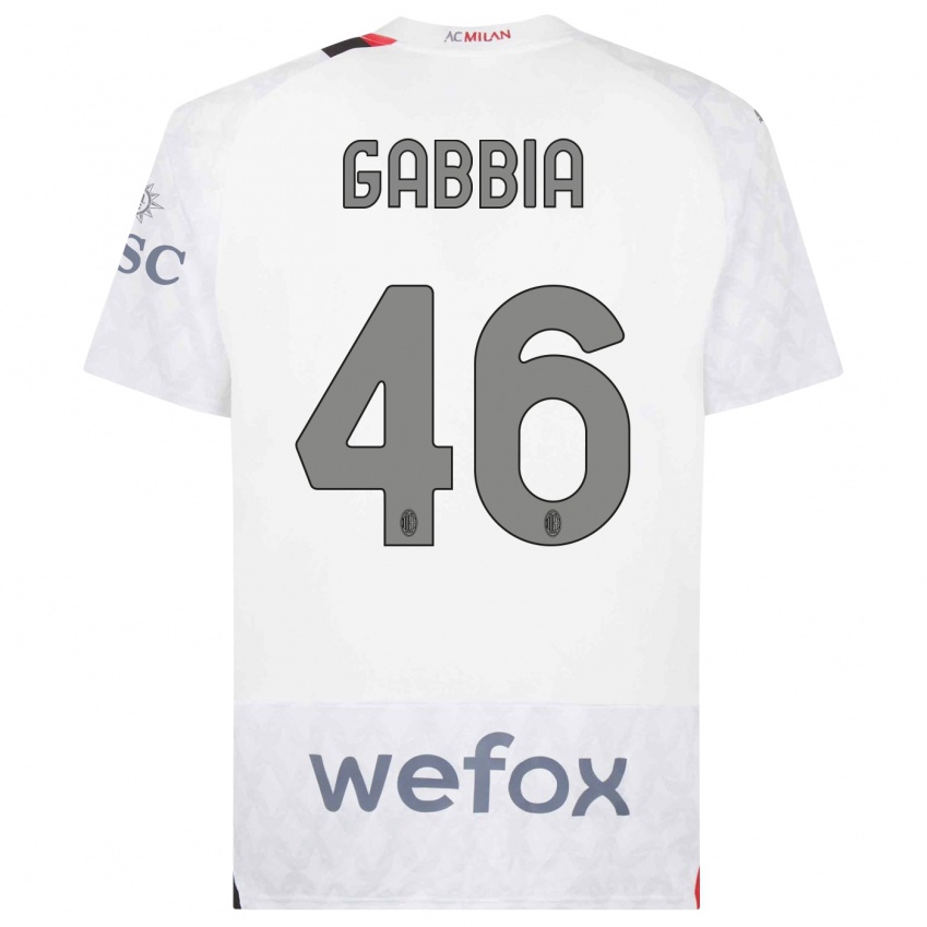 Niño Camiseta Matteo Gabbia #46 Blanco 2ª Equipación 2023/24 La Camisa México