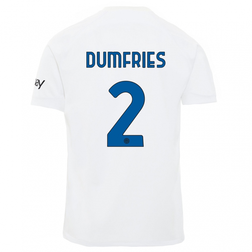 Niño Camiseta Denzel Dumfries #2 Blanco 2ª Equipación 2023/24 La Camisa México