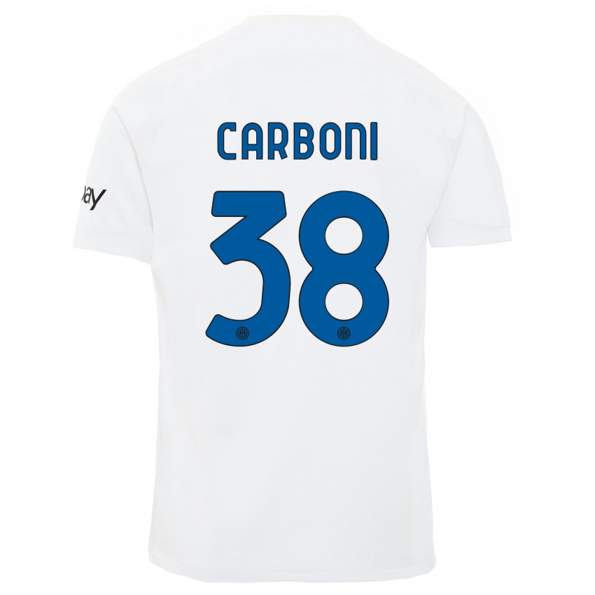 Niño Camiseta Valentin Carboni #38 Blanco 2ª Equipación 2023/24 La Camisa México