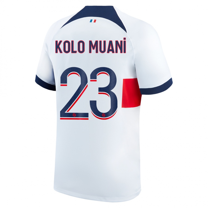 Niño Camiseta Randal Kolo Muani #23 Blanco 2ª Equipación 2023/24 La Camisa México