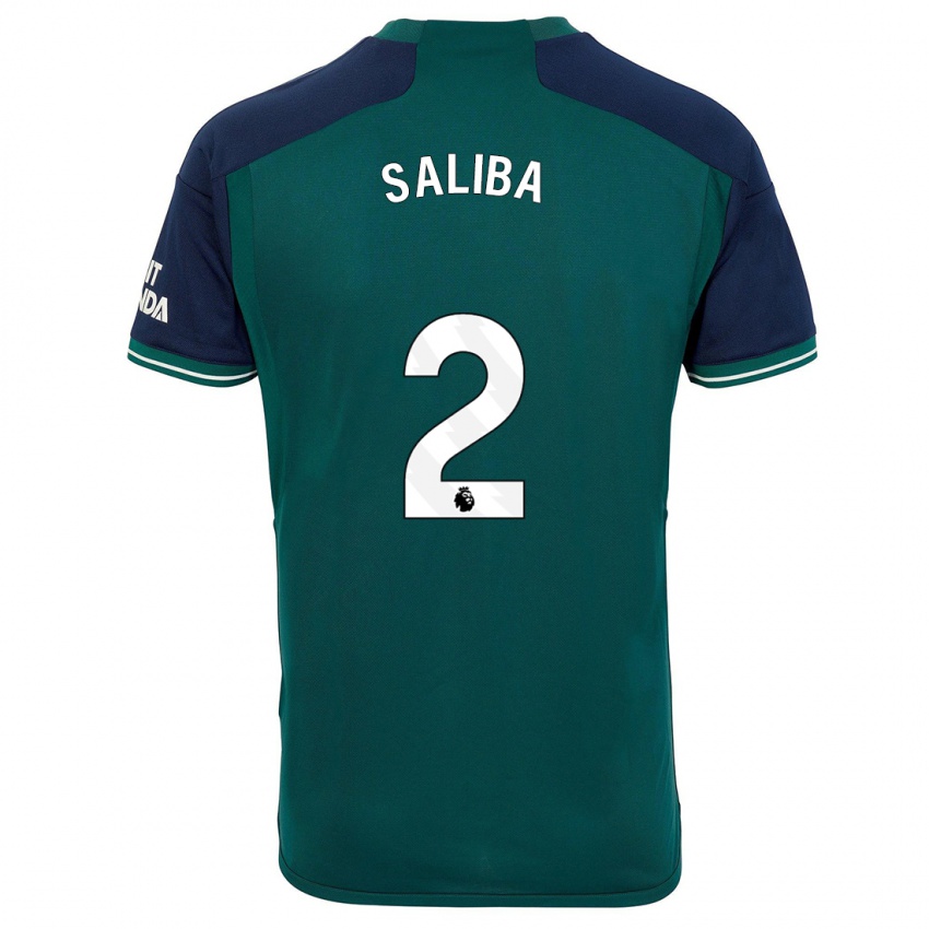 Niño Camiseta William Saliba #2 Verde Equipación Tercera 2023/24 La Camisa México