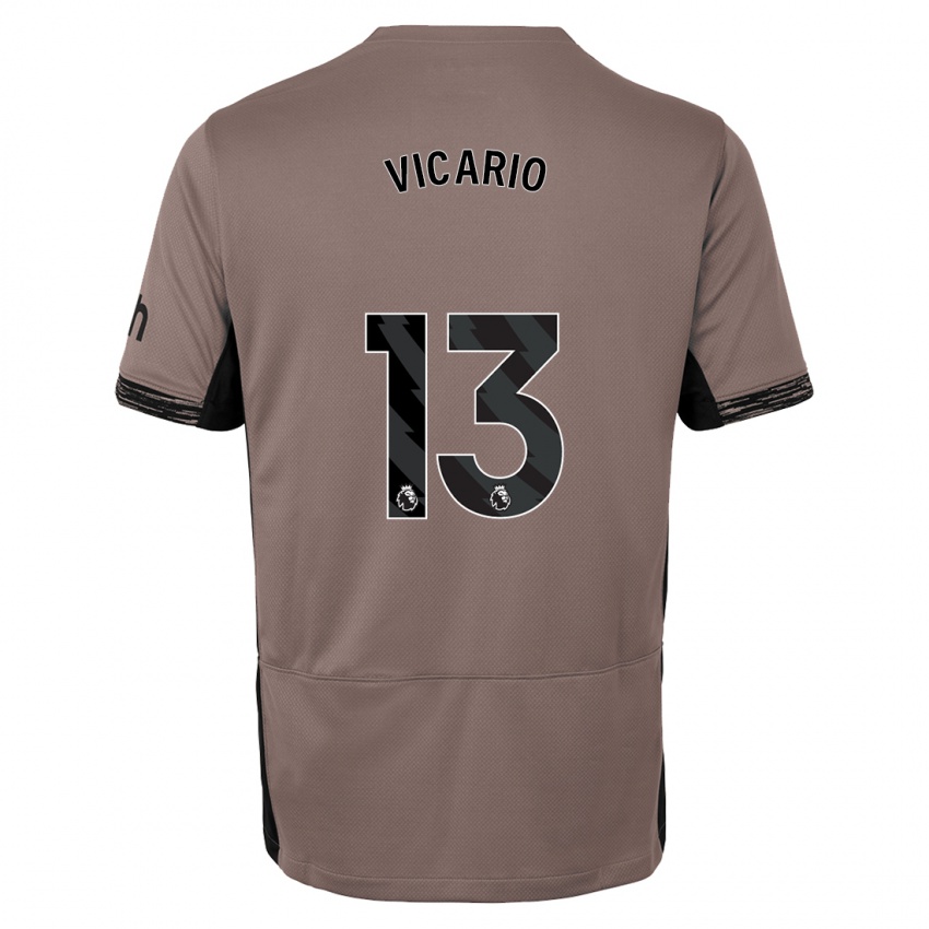 Niño Camiseta Guglielmo Vicario #13 Beige Obscuro Equipación Tercera 2023/24 La Camisa México