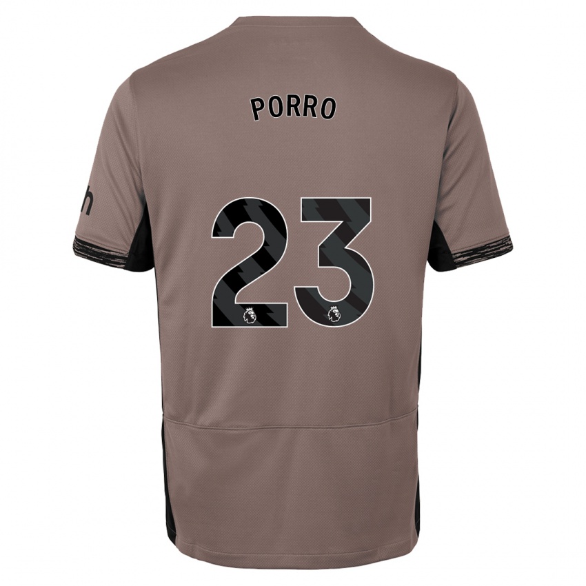 Niño Camiseta Pedro Porro #23 Beige Obscuro Equipación Tercera 2023/24 La Camisa México