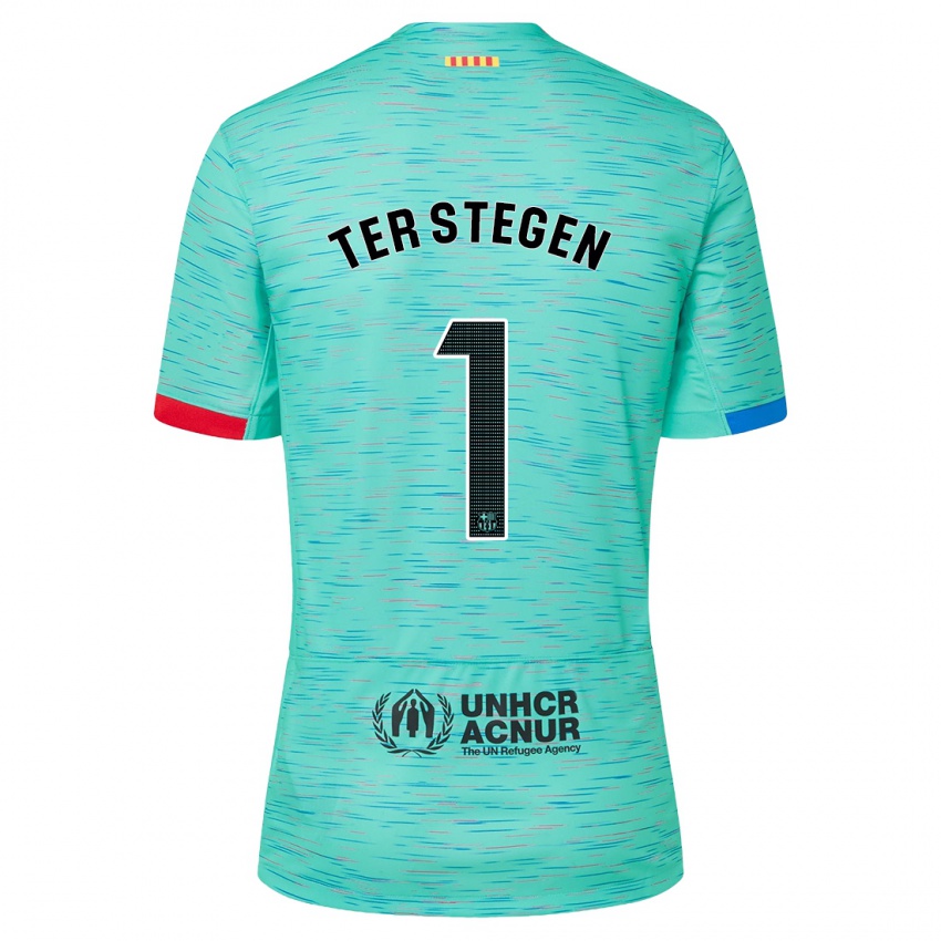 Niño Camiseta Marc-Andre Ter Stegen #1 Aguamarina Clara Equipación Tercera 2023/24 La Camisa México