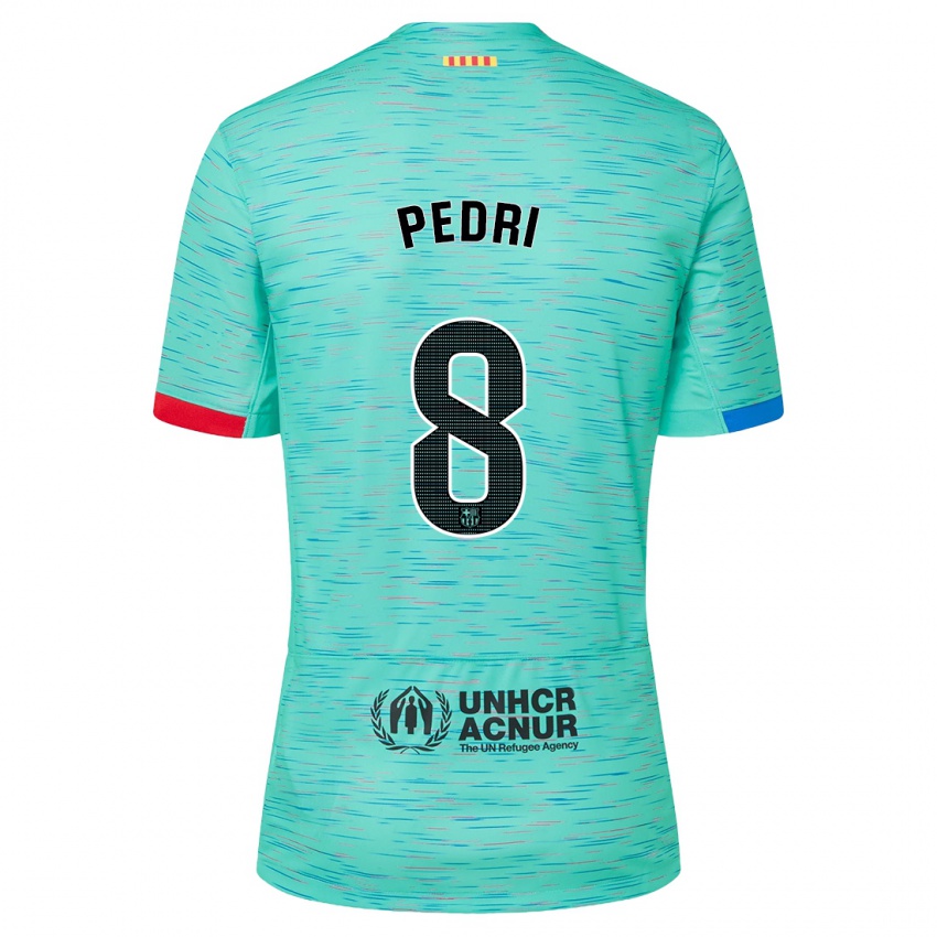 Niño Camiseta Pedri #8 Aguamarina Clara Equipación Tercera 2023/24 La Camisa México