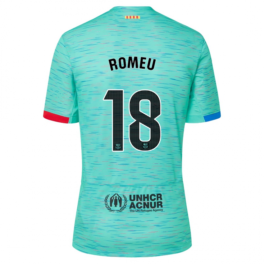 Niño Camiseta Oriol Romeu #18 Aguamarina Clara Equipación Tercera 2023/24 La Camisa México