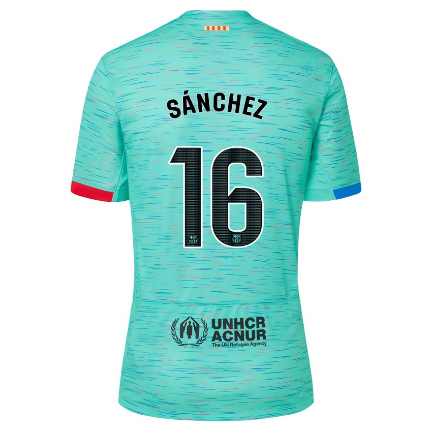 Niño Camiseta Edu Sánchez #16 Aguamarina Clara Equipación Tercera 2023/24 La Camisa México