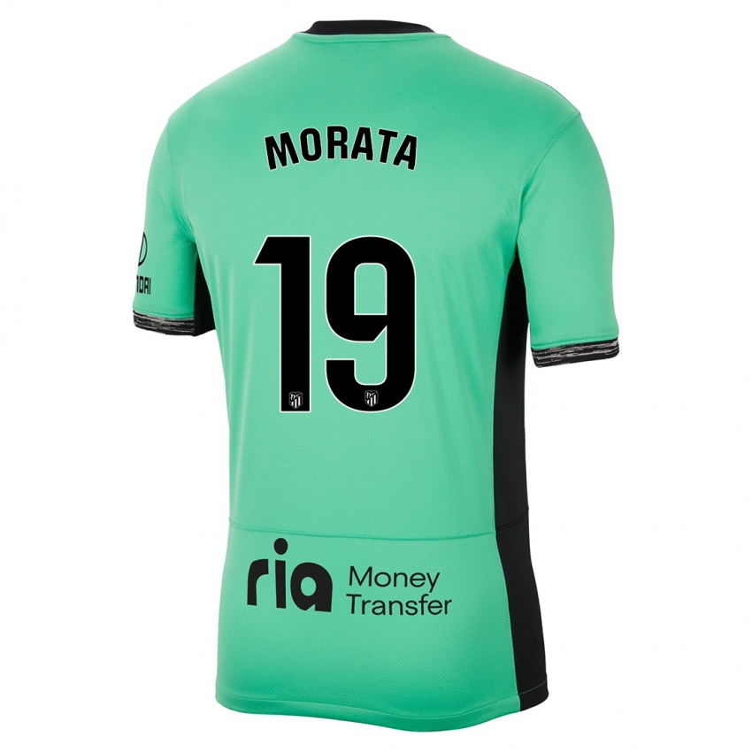 Niño Camiseta Alvaro Morata #19 Primavera Verde Equipación Tercera 2023/24 La Camisa México