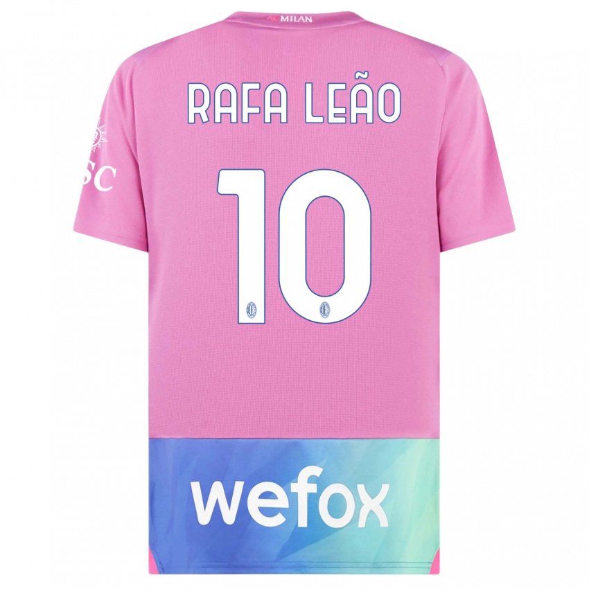 Niño Camiseta Rafael Leao #10 Rosado Morado Equipación Tercera 2023/24 La Camisa México