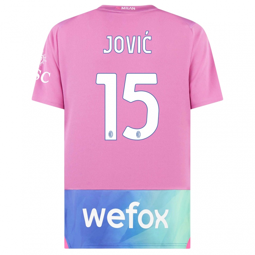 Niño Camiseta Luka Jovic #15 Rosado Morado Equipación Tercera 2023/24 La Camisa México