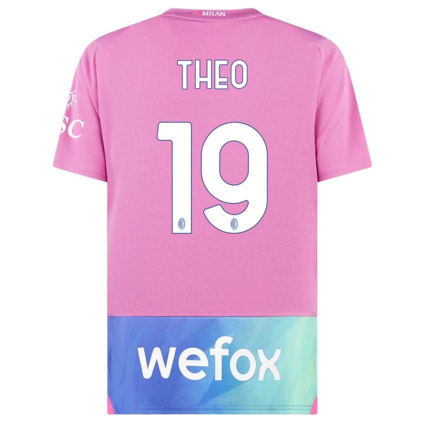 Niño Camiseta Theo Hernandez #19 Rosado Morado Equipación Tercera 2023/24 La Camisa México