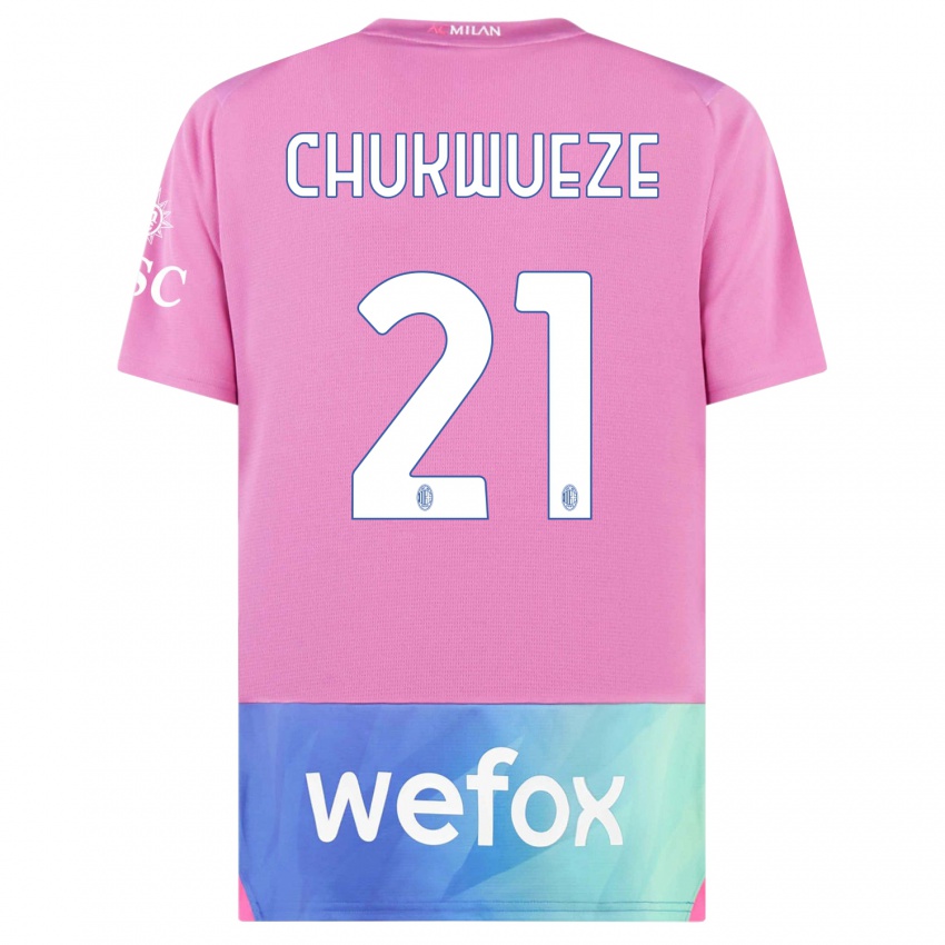 Niño Camiseta Samuel Chukwueze #21 Rosado Morado Equipación Tercera 2023/24 La Camisa México