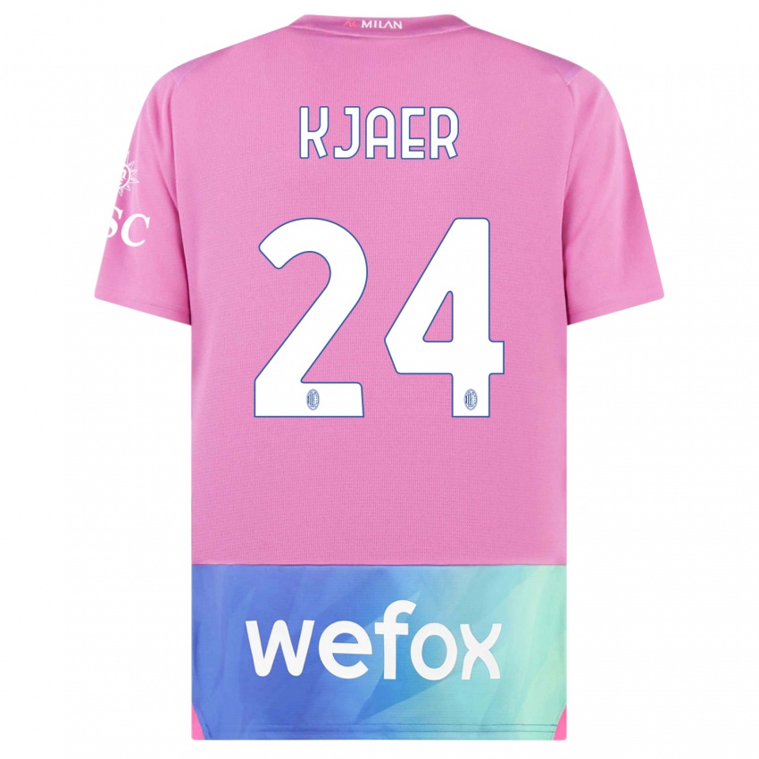 Niño Camiseta Simon Kjaer #24 Rosado Morado Equipación Tercera 2023/24 La Camisa México