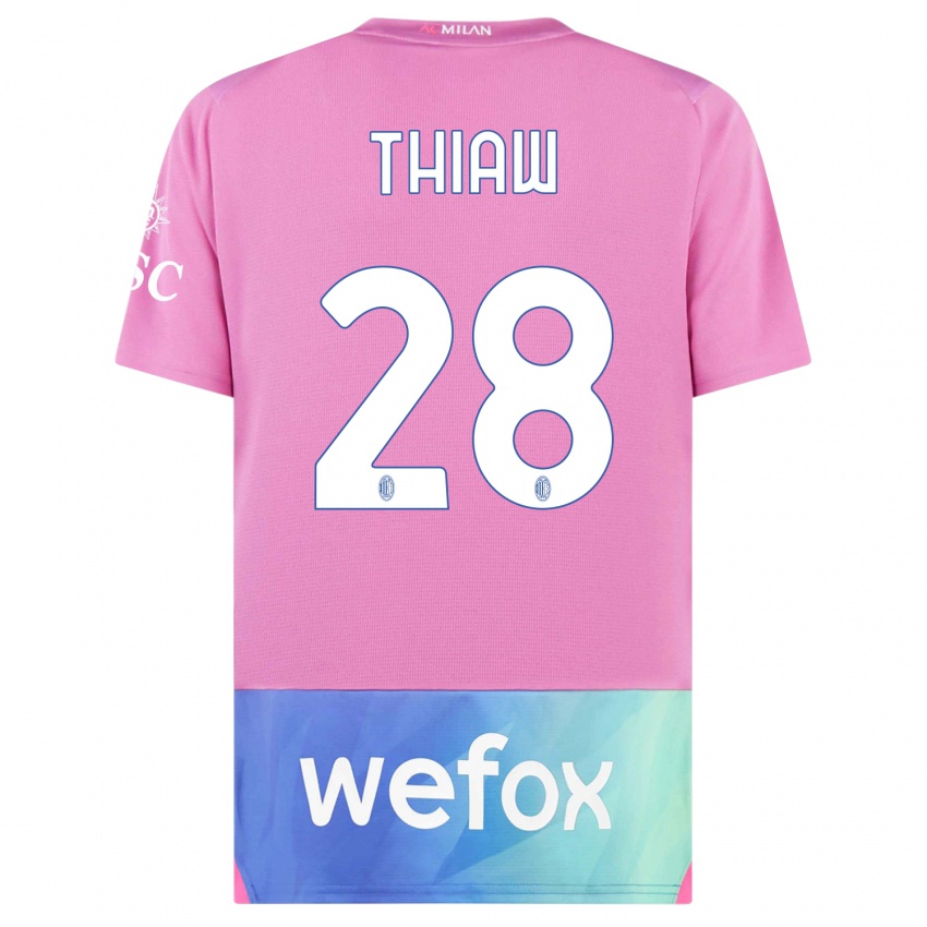 Niño Camiseta Malick Thiaw #28 Rosado Morado Equipación Tercera 2023/24 La Camisa México