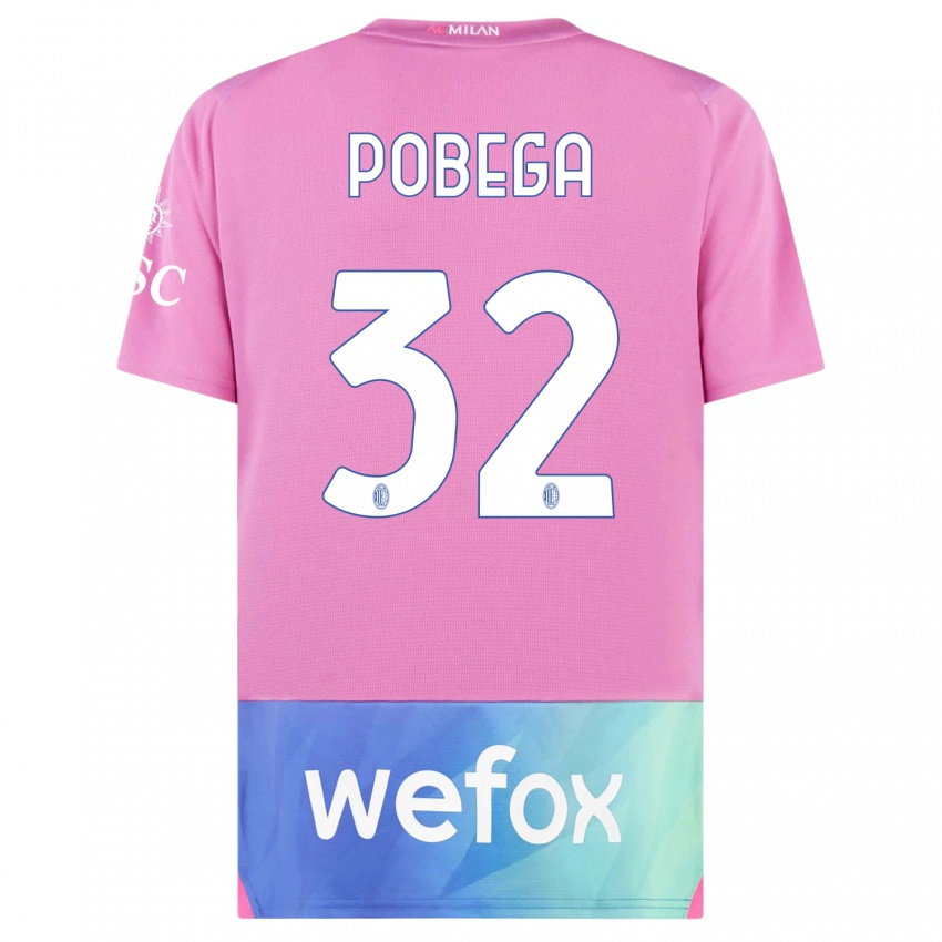 Niño Camiseta Tommaso Pobega #32 Rosado Morado Equipación Tercera 2023/24 La Camisa México