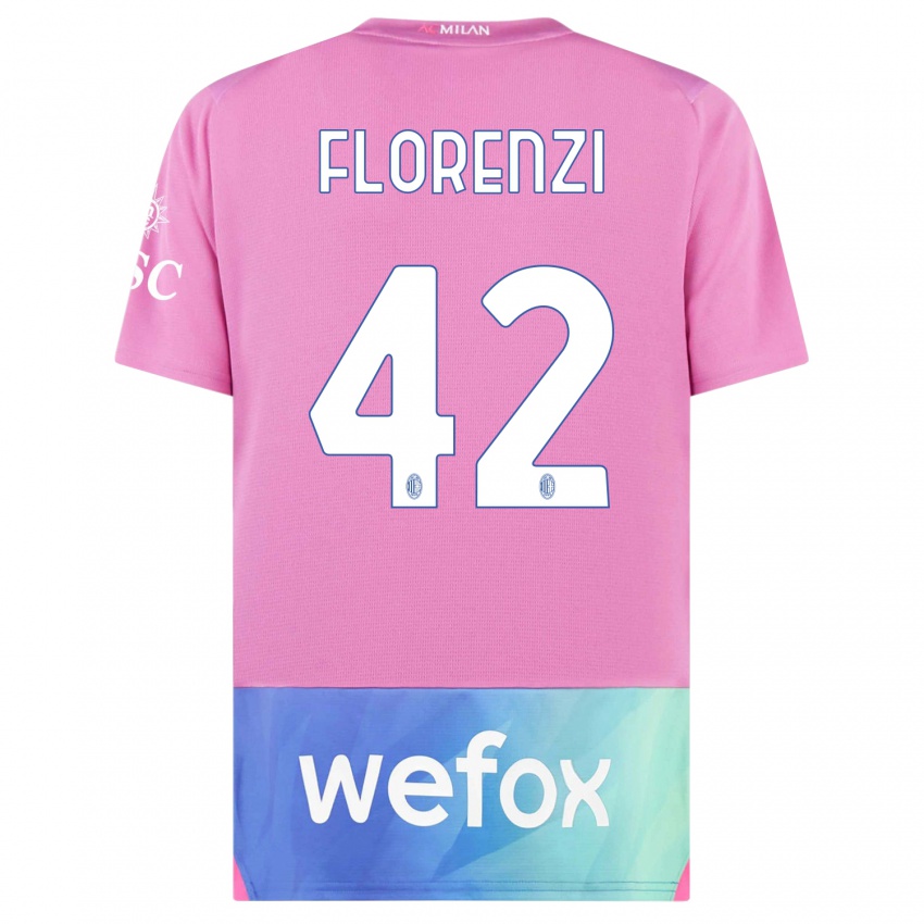 Niño Camiseta Alessandro Florenzi #42 Rosado Morado Equipación Tercera 2023/24 La Camisa México