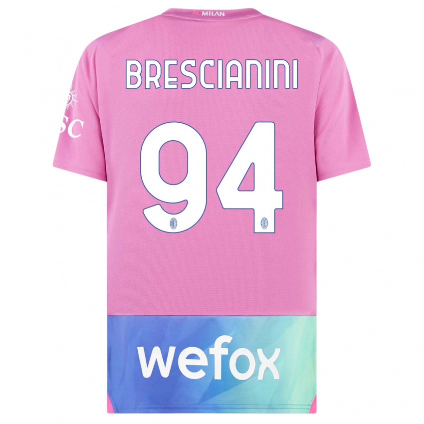 Niño Camiseta Marco Brescianini #94 Rosado Morado Equipación Tercera 2023/24 La Camisa México