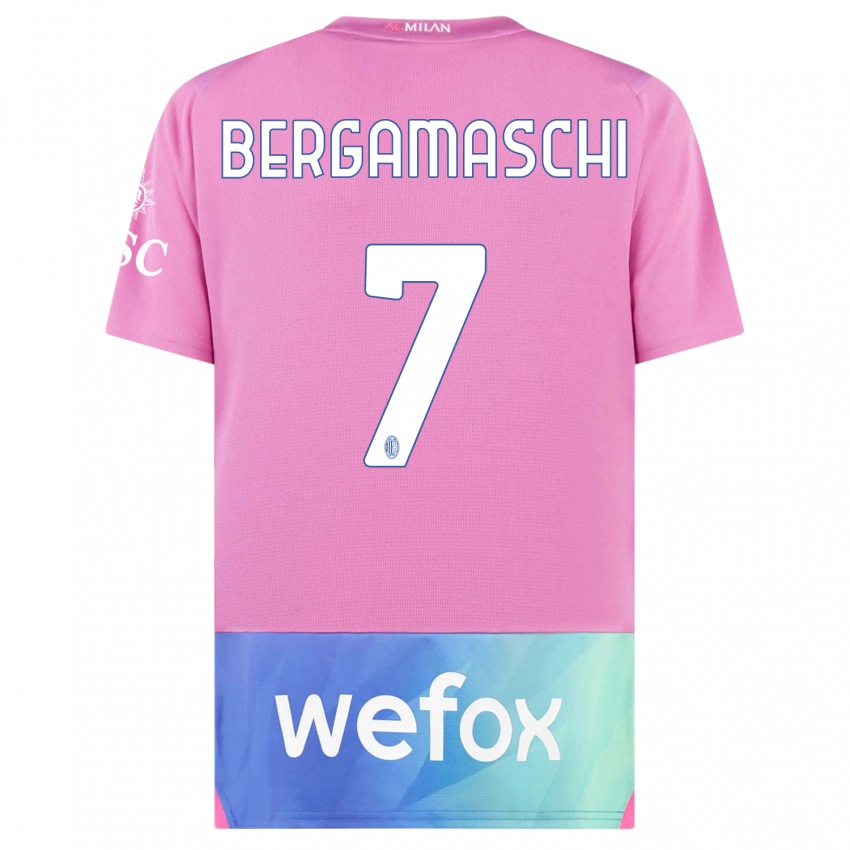 Niño Camiseta Valentina Bergamaschi #7 Rosado Morado Equipación Tercera 2023/24 La Camisa México