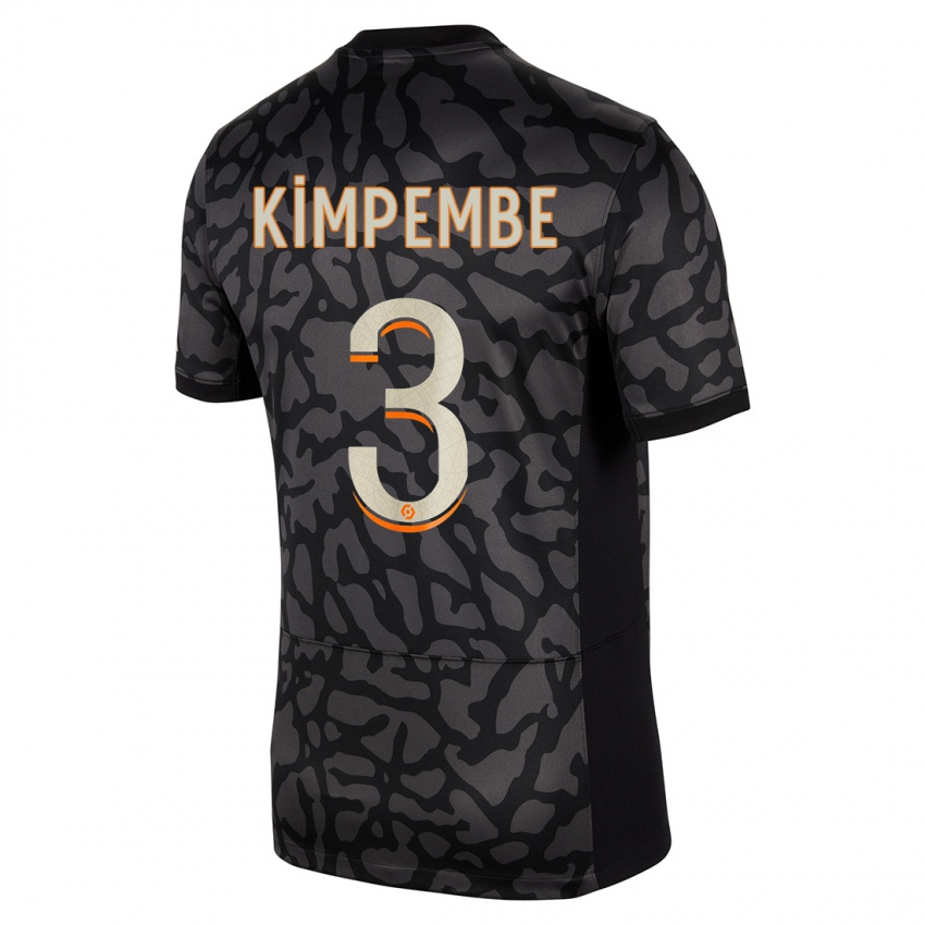 Niño Camiseta Presnel Kimpembe #3 Negro Equipación Tercera 2023/24 La Camisa México