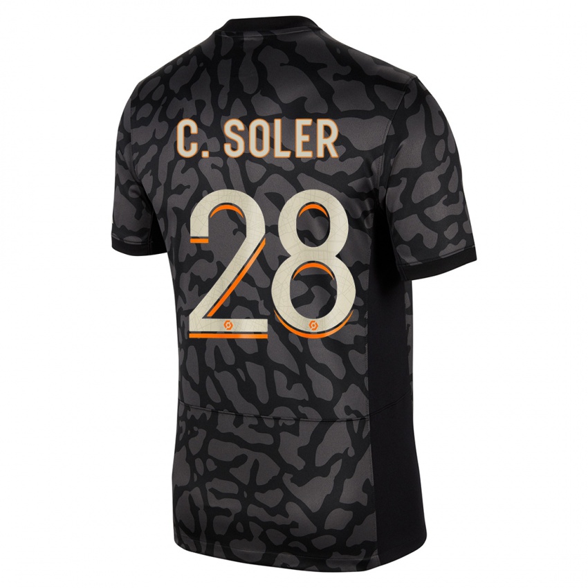 Niño Camiseta Carlos Soler #28 Negro Equipación Tercera 2023/24 La Camisa México