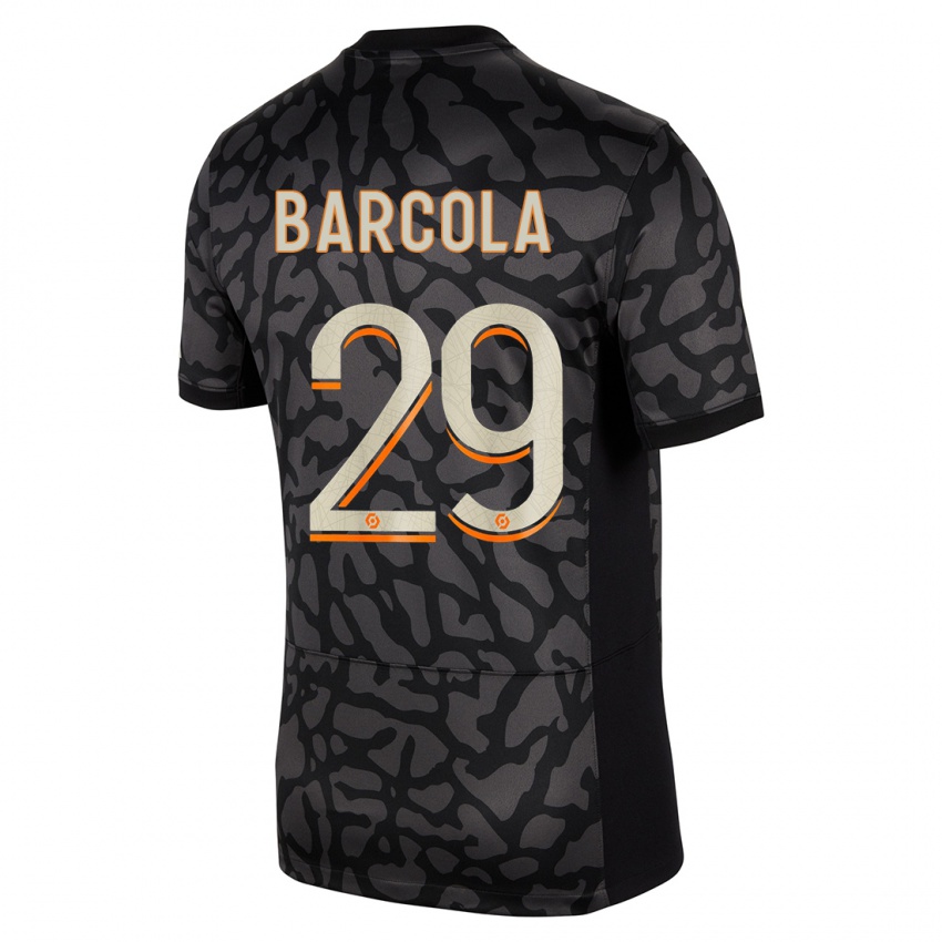 Niño Camiseta Bradley Barcola #29 Negro Equipación Tercera 2023/24 La Camisa México