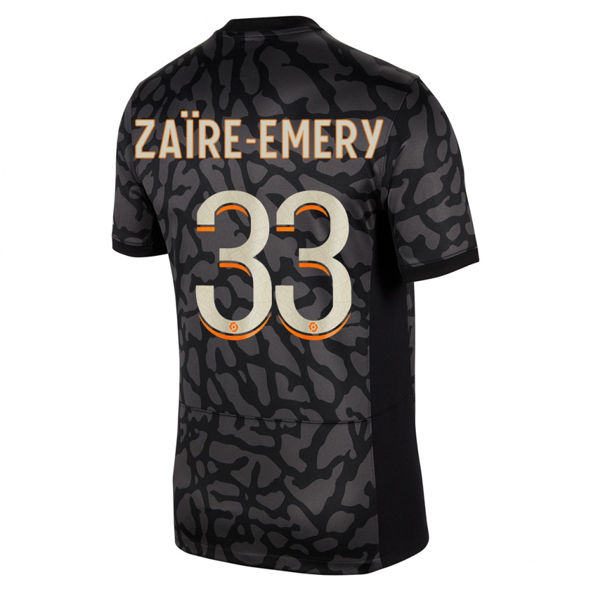 Niño Camiseta Warren Zaire Emery #33 Negro Equipación Tercera 2023/24 La Camisa México