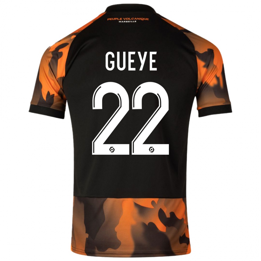 Niño Camiseta Pape Gueye #22 Negro Naranja Equipación Tercera 2023/24 La Camisa México