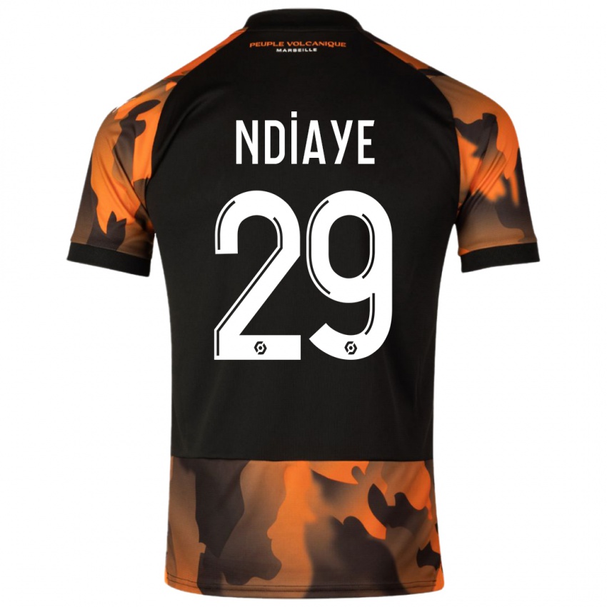 Niño Camiseta Iliman Ndiaye #29 Negro Naranja Equipación Tercera 2023/24 La Camisa México