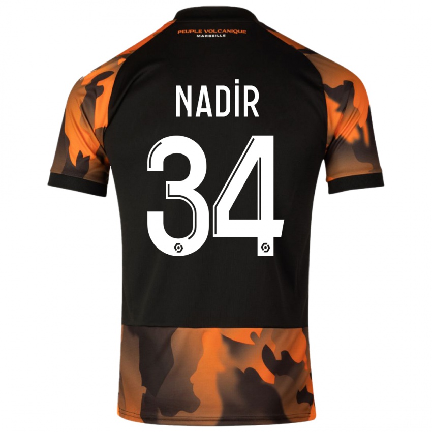 Niño Camiseta Bilal Nadir #34 Negro Naranja Equipación Tercera 2023/24 La Camisa México