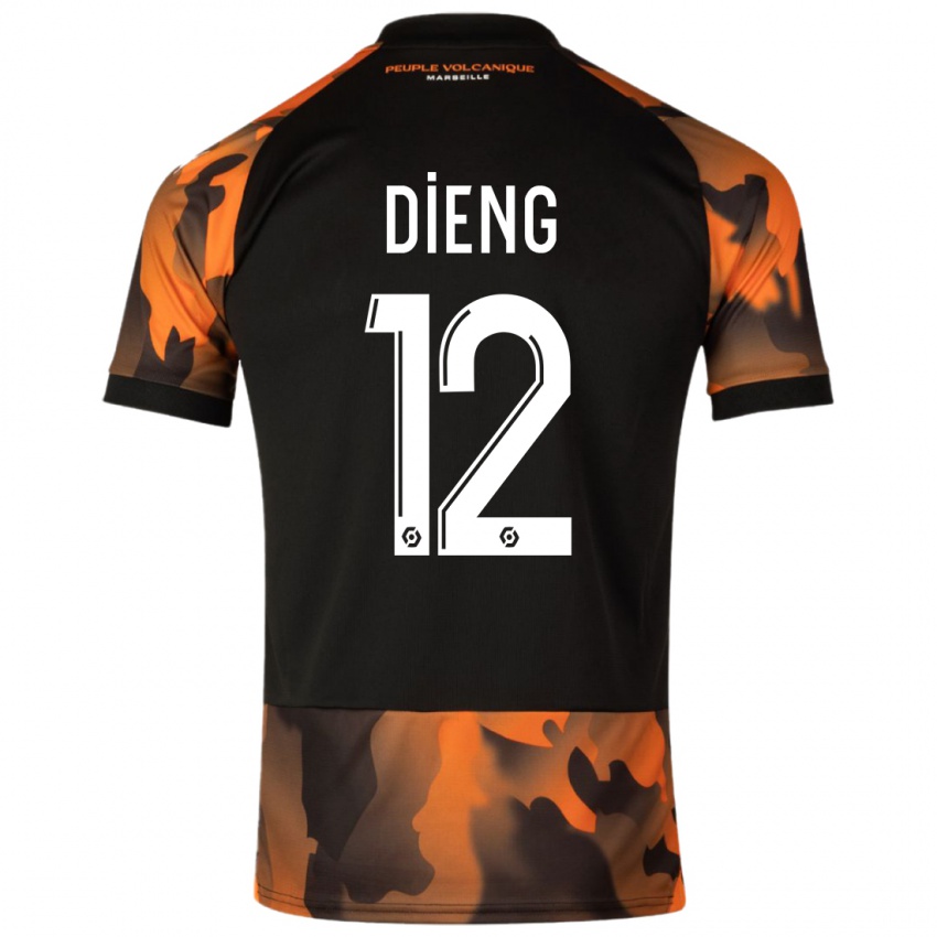 Niño Camiseta Bamba Dieng #12 Negro Naranja Equipación Tercera 2023/24 La Camisa México