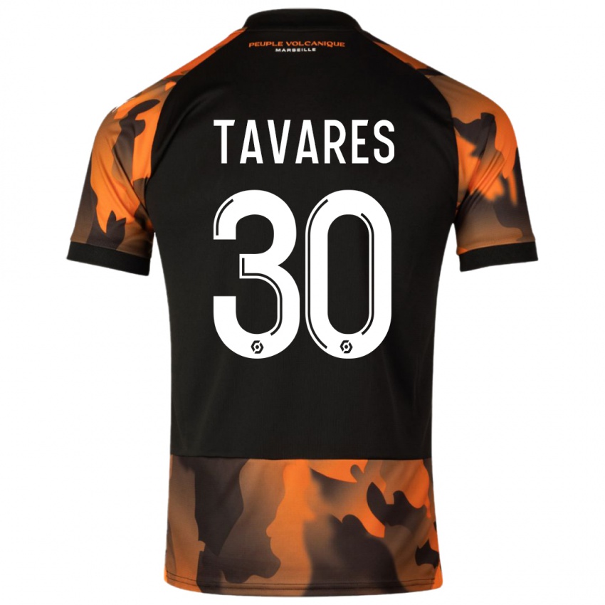 Niño Camiseta Nuno Tavares #30 Negro Naranja Equipación Tercera 2023/24 La Camisa México