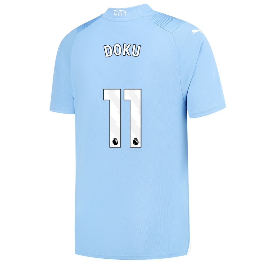 Hombre Camiseta Jeremy Doku #11 Azul Claro 1ª Equipación 2023/24 La Camisa México