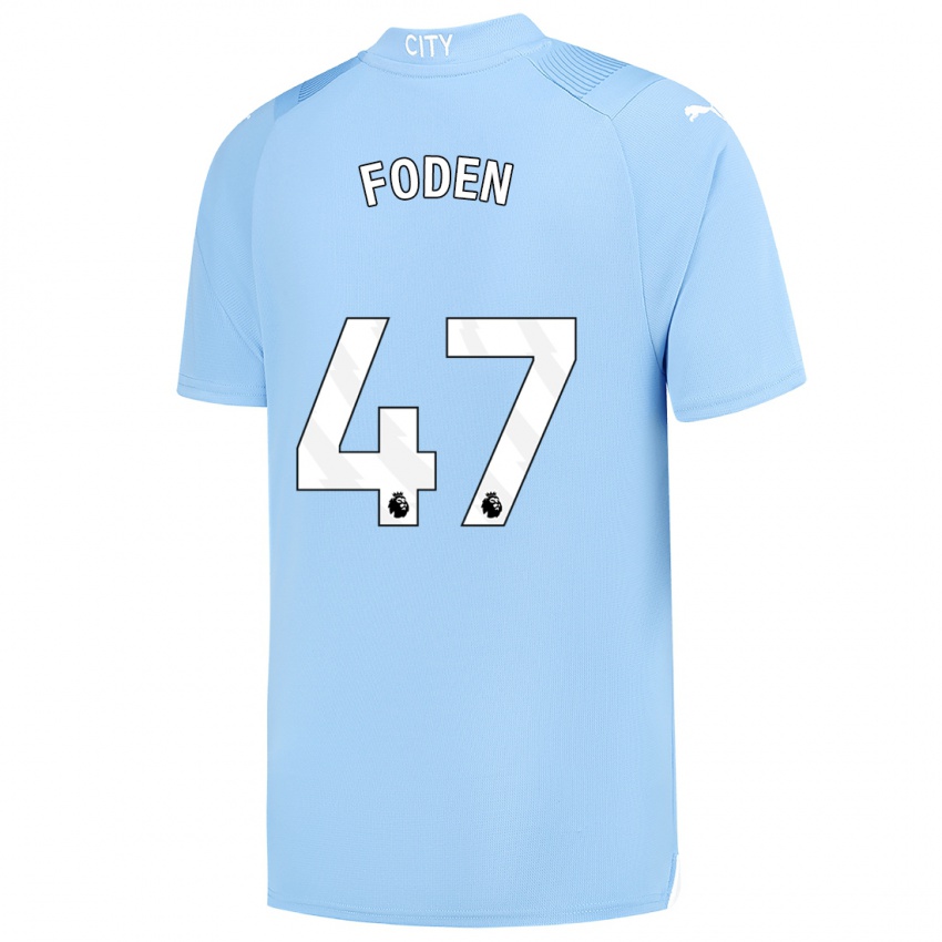 Hombre Camiseta Phil Foden #47 Azul Claro 1ª Equipación 2023/24 La Camisa México