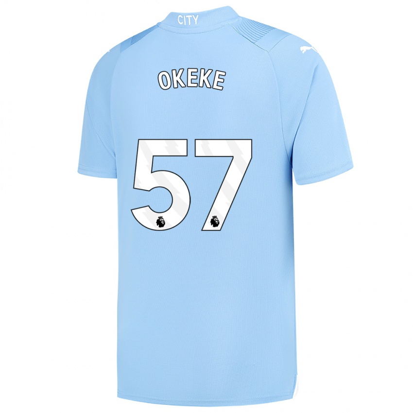 Hombre Camiseta Michael Okeke #57 Azul Claro 1ª Equipación 2023/24 La Camisa México